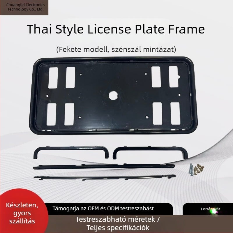 Thai rendszámkeret szénszálas mintával, ABS műanyag, univerzális modell