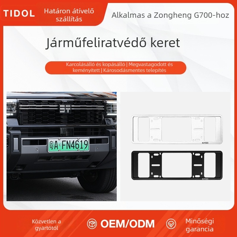 G700 alumíniumötvözet rendszámkeret teljes védelemmel, kompatibilis a G700-zal