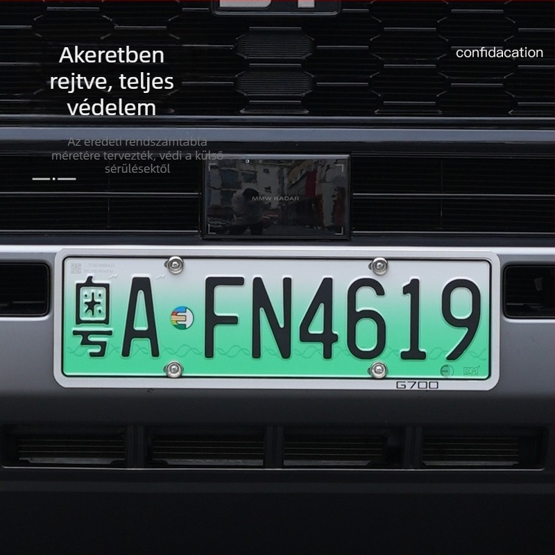 G700 alumíniumötvözet rendszámkeret teljes védelemmel, kompatibilis a G700-zal