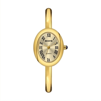 Női kvarc karóra ovális számlappal, fémszerkezettel, rozsdamentes acél csattal, 30 m vízállósággal