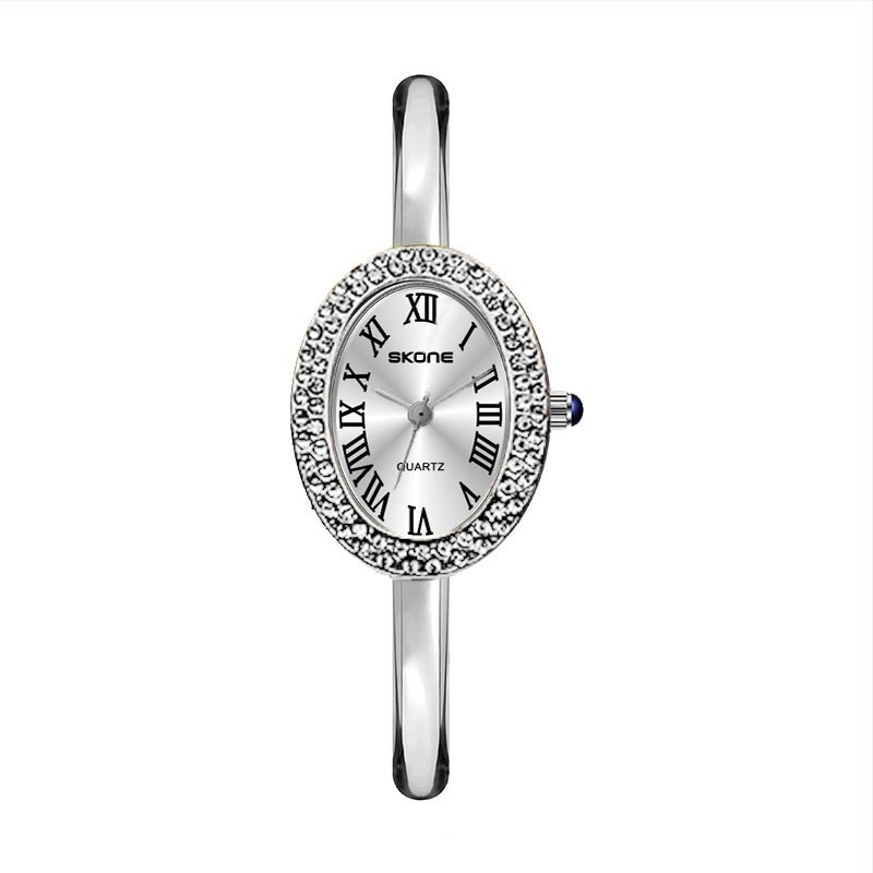 Női kvarc karóra ovális számlappal, fémszerkezettel, rozsdamentes acél csattal, 30 m vízállósággal