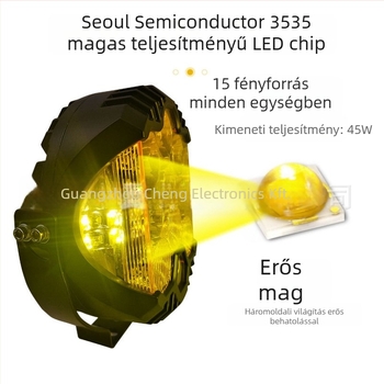 Háromoldalas LED munkalámpa terepjárókhoz, 75W, 10–60V, 15725 lm, alumíniumötvözet ház, modellek: W0275W0375W0475