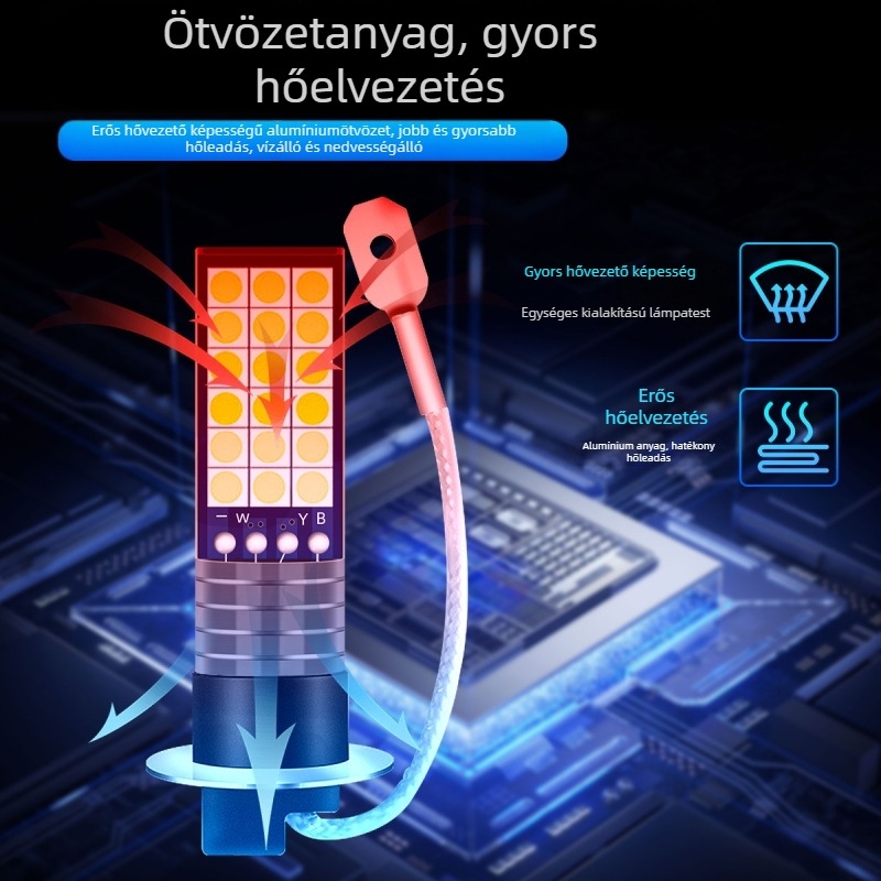 LED ködfényszórók személygépkocsikhoz – háromszínű modell, 3030, 12V, alumínium ház