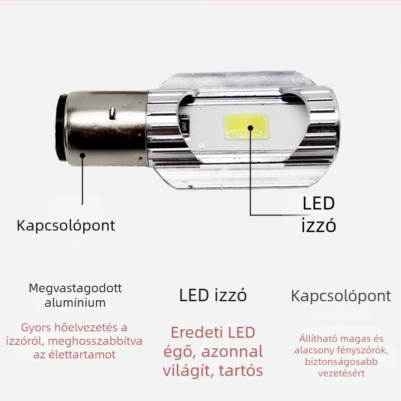12V-os LED elülső lámpa elektromos kerékpárhoz, két csapszerelés, magas és alacsony fényerő