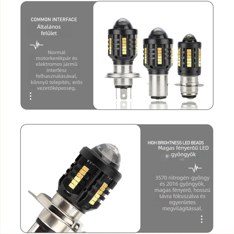 Motorkerékpár fényszóró H4 háromcsapos szerelvénnyel, alumínium ház, 12-80V, 4000 lm, IP67