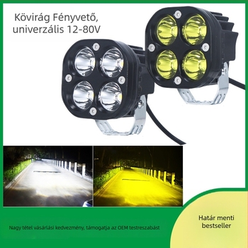LED motorkerékpár spotlámpa – elektromos motorhoz off-road külső első lámpa, négylevelű lóhere dizájn, alumínium+PC, 40W, 9-30V, 1A