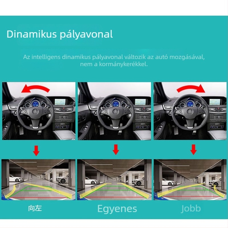 Visszapillantó kamera AHD 720P/1080P dinamikus trajektória, fisheye, 170° látószög, IP68