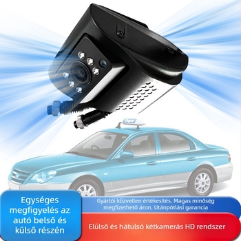 Elöl-hátul kettős csatornás autó kamera infravörös éjjellátással és hangfelvétellel, 1080P, 70° látószög, 12V