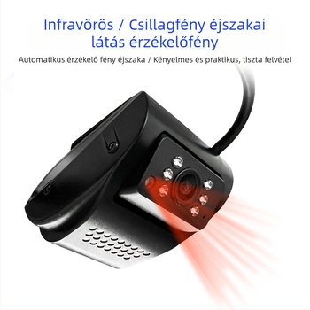 Elöl-hátul kettős csatornás autó kamera infravörös éjjellátással és hangfelvétellel, 1080P, 70° látószög, 12V