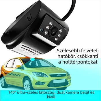 Elöl-hátul kettős csatornás autó kamera infravörös éjjellátással és hangfelvétellel, 1080P, 70° látószög, 12V