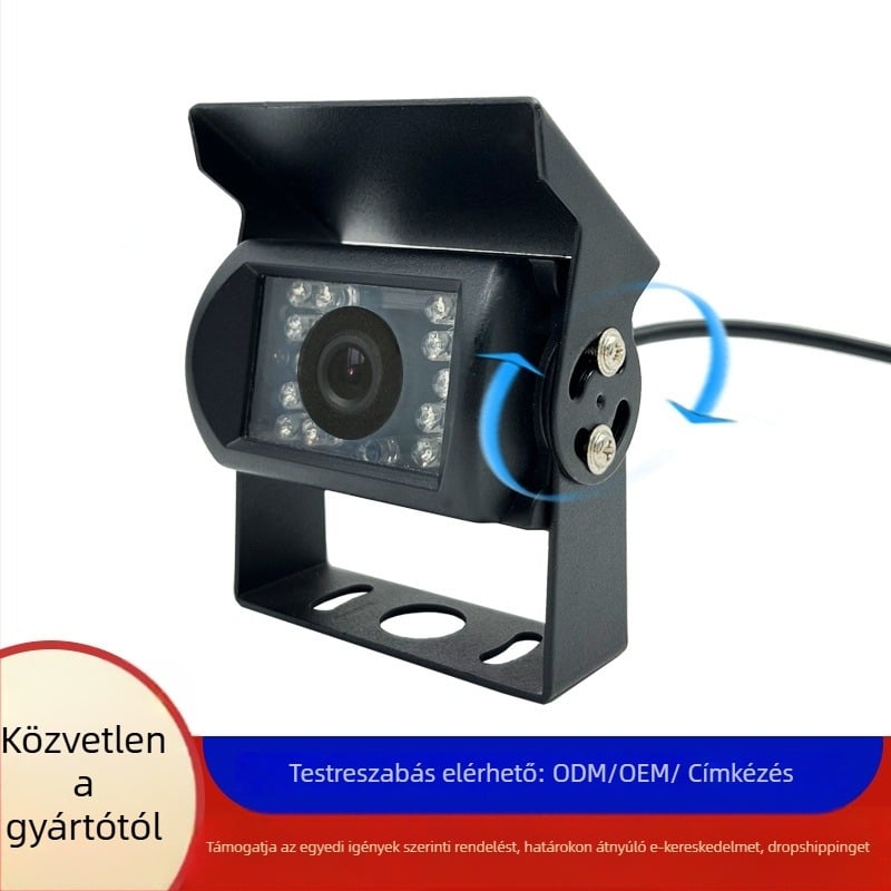 Hátsó nézet kamera infravörös éjjellátással, 1080p AHD, 180°-os állítható látószög, fém ház, teherautókra, buszokra és mikrobuszokra