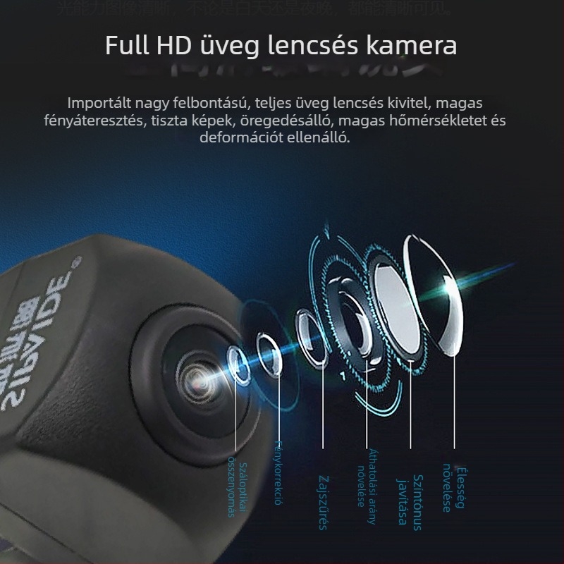 Tolatókamera autóhoz - CCD Ultra HD, 140° látószög, 12V, RCA interfész