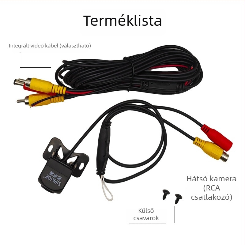 Tolatókamera autóhoz - CCD Ultra HD, 140° látószög, 12V, RCA interfész