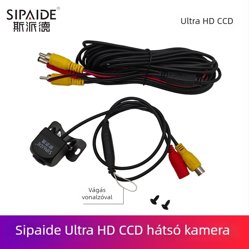 Tolatókamera autóhoz - CCD Ultra HD, 140° látószög, 12V, RCA interfész