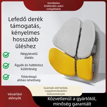 Deréktámasz párna üléshez: lélegző hálószerkezet, szivacs töltet, ergonómikus deréktámasz, univerzális autókhoz, minimalist stílus