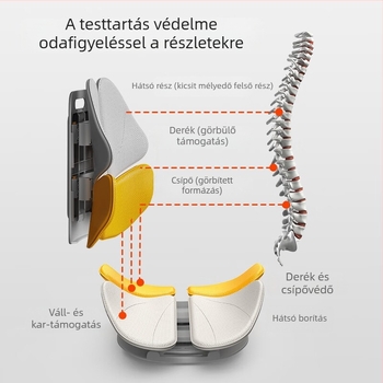 Deréktámasz párna üléshez: lélegző hálószerkezet, szivacs töltet, ergonómikus deréktámasz, univerzális autókhoz, minimalist stílus