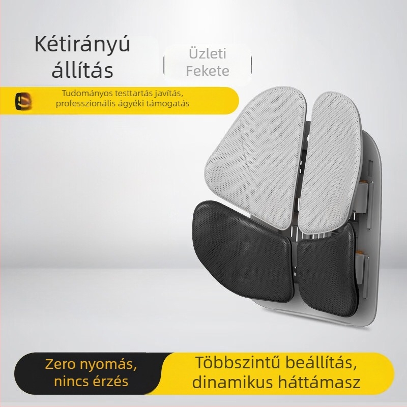 Deréktámasz párna üléshez: lélegző hálószerkezet, szivacs töltet, ergonómikus deréktámasz, univerzális autókhoz, minimalist stílus