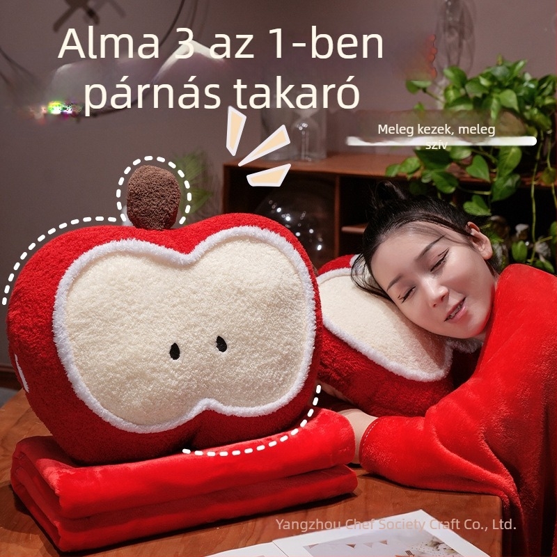 Almás kézmelegítő párna és takaró – 3 az 1-ben, plüss párna PP pamut töltet, hímzett, rajzfilm stílus