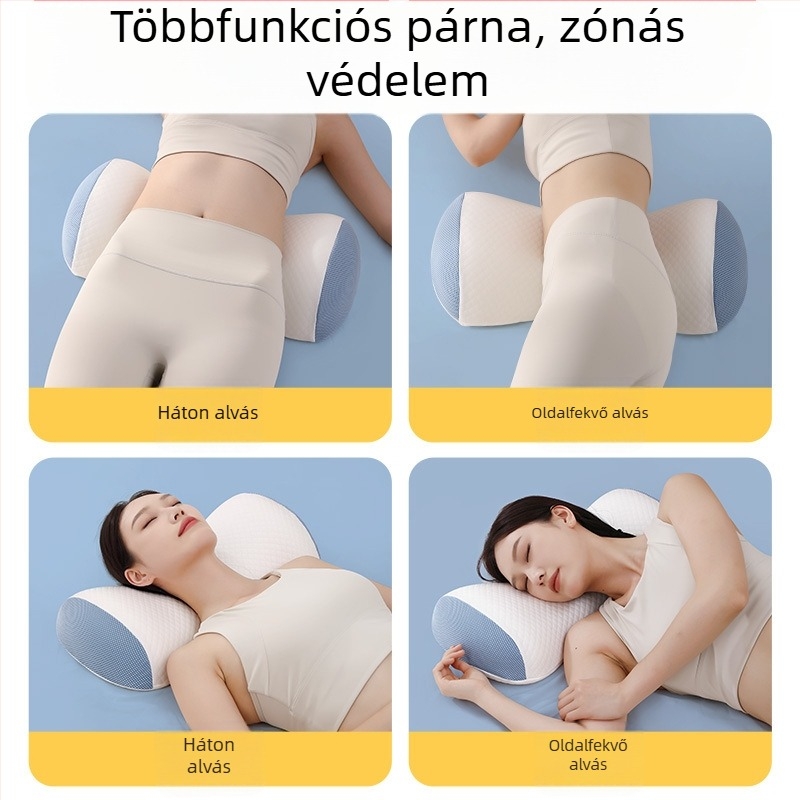 Memoryhabos ágyéki párna alvásra, ergonómikus deréktámasz, pamut huzat
