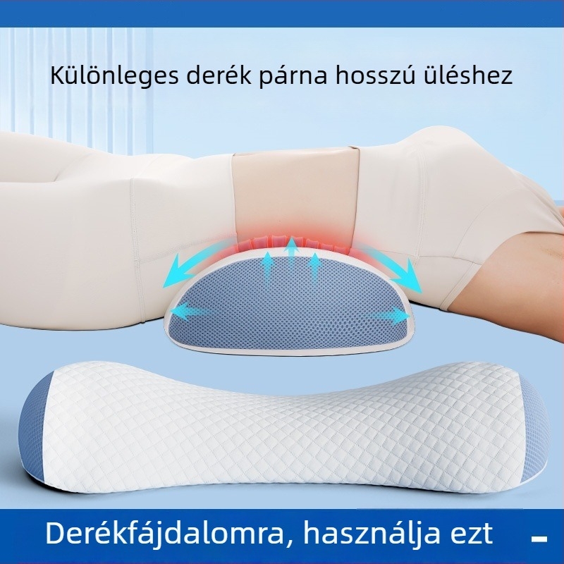 Memoryhabos ágyéki párna alvásra, ergonómikus deréktámasz, pamut huzat