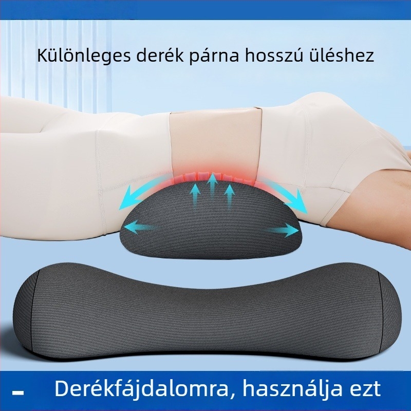 Memoryhabos ágyéki párna alvásra, ergonómikus deréktámasz, pamut huzat