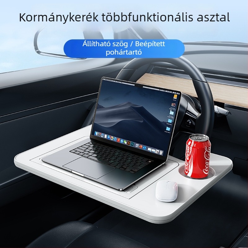 Autóba szerelhető többfunkciós kisasztal a kormányhoz, beépített telepítés, műanyag és egyéb anyagok, univerzális kompatibilitás