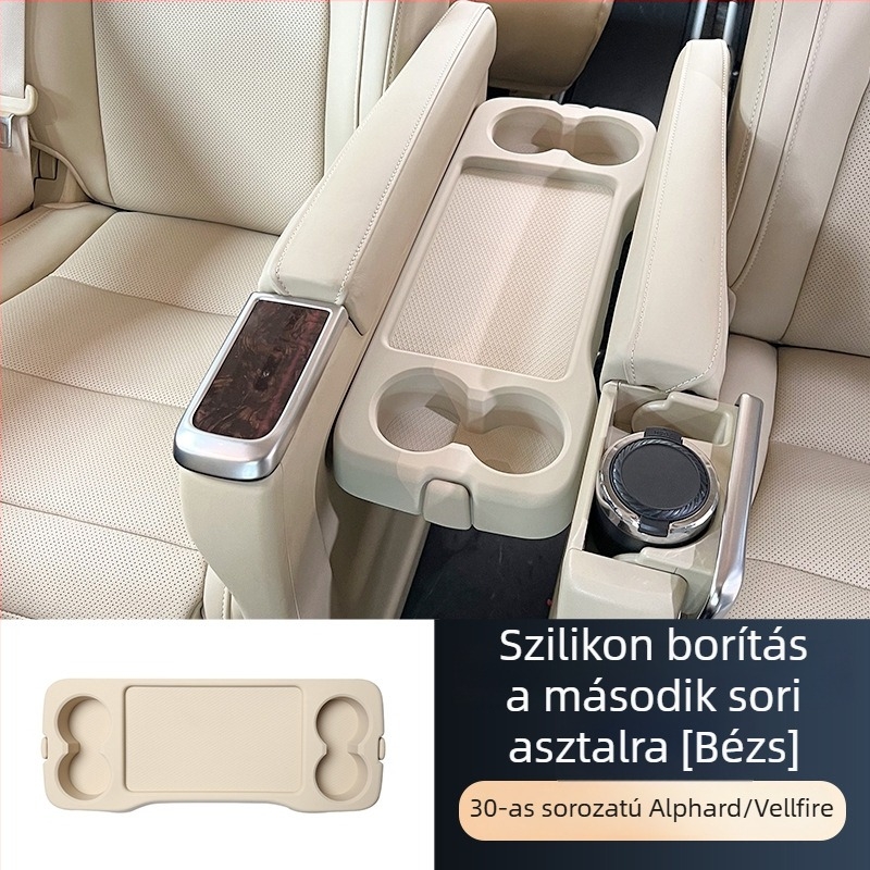 Toyota Alphard 30 sorozat második üléssorához készült szilikonból készült asztaltálca, pohártartó, autóalkatrészek