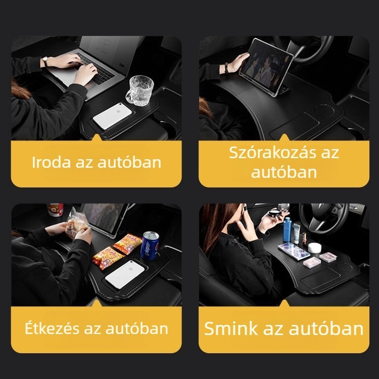 Összecsukható autós laptopasztal pohártartóval, Teslahoz — Furun Shi, magas sűrűségű lemez, testreszabható magáncímke logóval