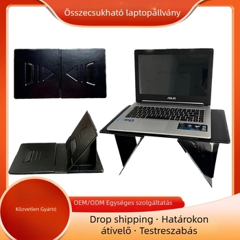 Háromgenerációs összecsukható laptopasztal kártyatárolóval — CY-011 modell, 1 kg, Anyag: nagy sűrűségű tábla PU bevonattal