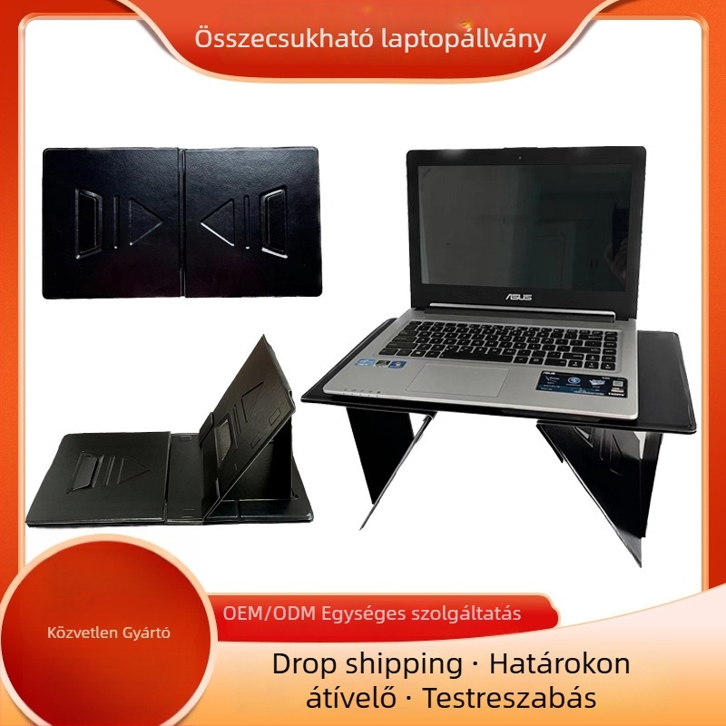 Háromgenerációs összecsukható laptopasztal kártyatárolóval — CY-011 modell, 1 kg, Anyag: nagy sűrűségű tábla PU bevonattal
