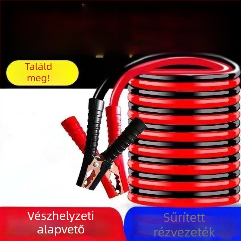 Autóakkumulátor indító kábelek csipeszekkel