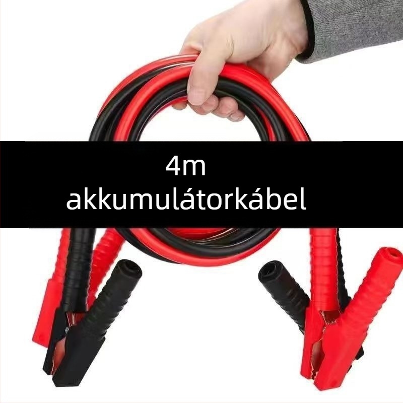 Autóakkumulátor indító kábelek csipeszekkel
