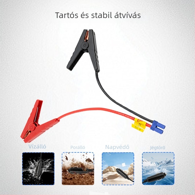 EC5 csatlakozóval ellátott akkumulátorindító kábel szilikon klipszzel – autóindításra, standard hosszúságú