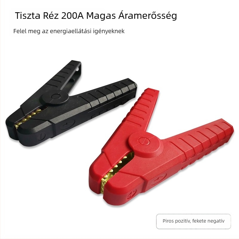 Nagyáramú autóakkumulátor-klipsz, rézbevonatú állkapcsokkal és réz/vas fogakkal, sürgősségi töltéshez és energiatároláshoz, kompatibil minden modelllel