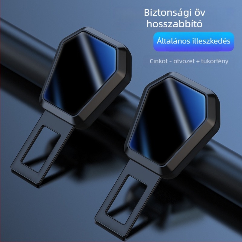 Autóbiztonsági öv hosszabbító klipsz fejjel és nyelv dugóval, ötvözetből, testreszabás elérhető