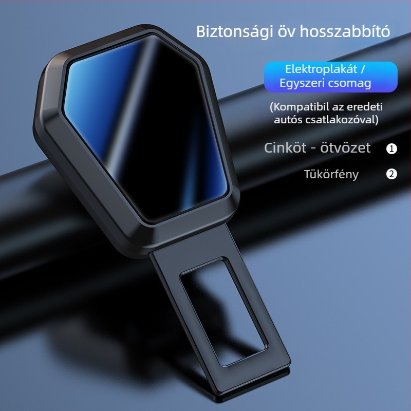 Autóbiztonsági öv hosszabbító klipsz fejjel és nyelv dugóval, ötvözetből, testreszabás elérhető
