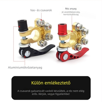 Sárgaréz akkumulátor terminál csipesz, 1 pár, az akkumulátor vezetéséhez, 45-200 tartományhoz