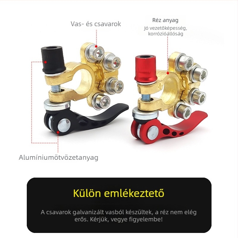 Sárgaréz akkumulátor terminál csipesz, 1 pár, az akkumulátor vezetéséhez, 45-200 tartományhoz