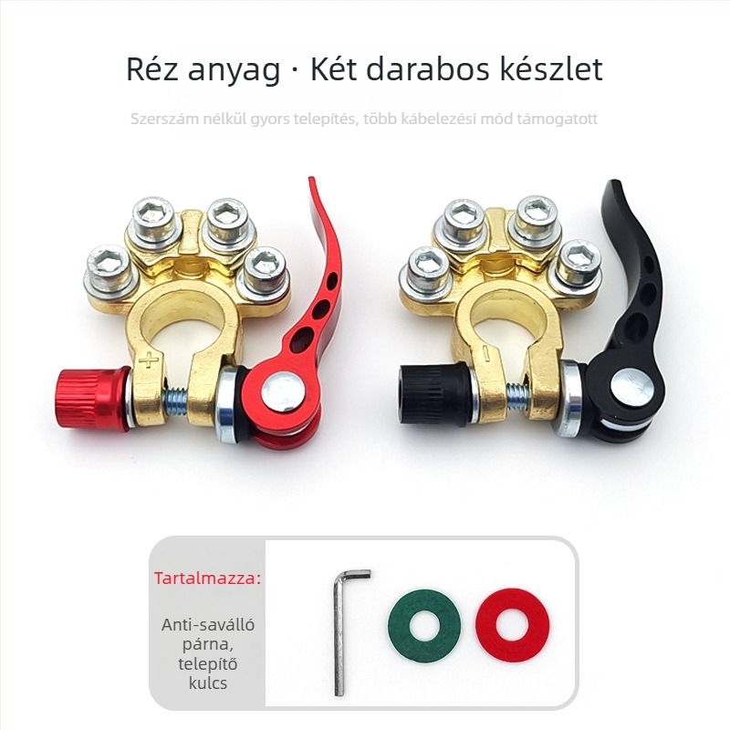 Sárgaréz akkumulátor terminál csipesz, 1 pár, az akkumulátor vezetéséhez, 45-200 tartományhoz