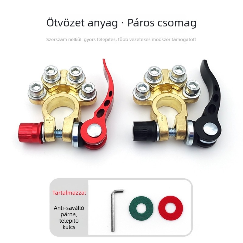 Sárgaréz akkumulátor terminál csipesz, 1 pár, az akkumulátor vezetéséhez, 45-200 tartományhoz