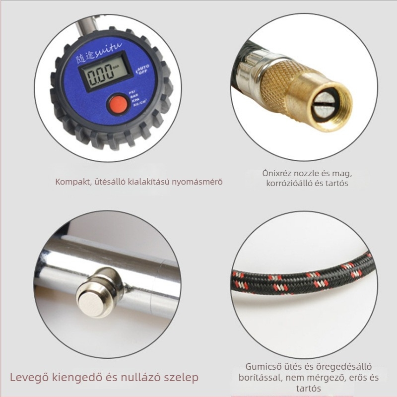 RUNDONG Auto Accessories Autó guminyomásmérő digitális kijelzővel, kiváló pontosságú elektronikus nyomásérzékelő, magáncímke elérhető