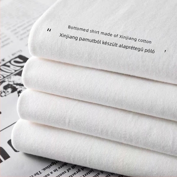 Pamut póló karikatúra nyomással, rövid ujjú, kerek nyakú, főiskolai stílus