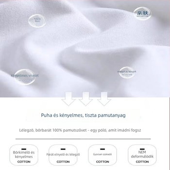 Pamut póló karikatúra nyomással, rövid ujjú, kerek nyakú, főiskolai stílus