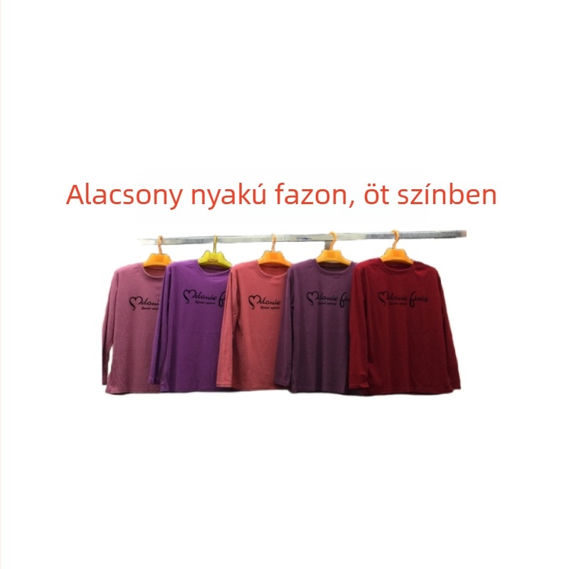 Derong modal hosszú ujjú felső kerek nyakkal, egyszínű, középkorú és idősebb nőknek