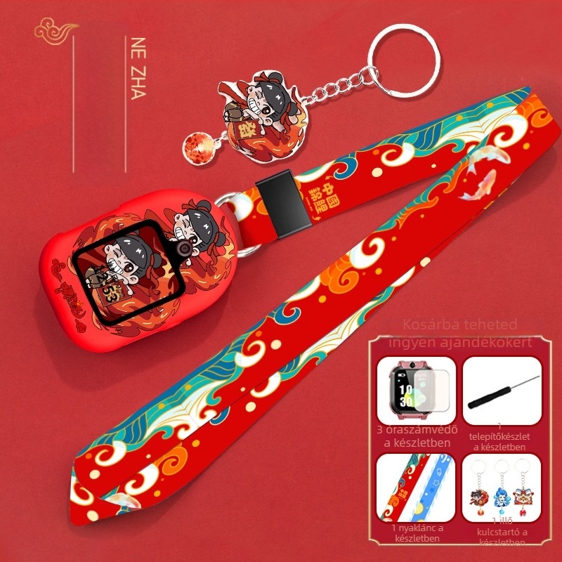 Huawei Kids Watch nyakpántos tok szilikon szíjjal, egylábas csat, testreszabható interfészméretek, tartalmaz gyöngyház tokot