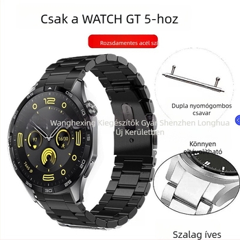 Huawei Watch GT5 fém görbült szíja, 22 mm interfész, összecsukható csat, 45 g
