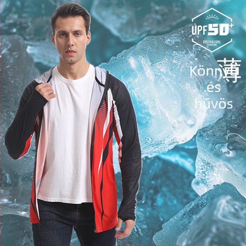 Férfi horgászs napvédő ruházat szett — Ice Silk, lélegző, gyorsan száradó, szúnyog elleni védelem, kültéri szélvédő kabát