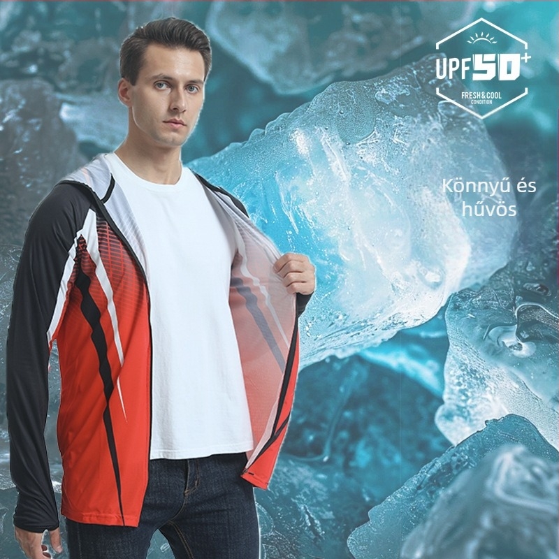 Férfi horgászs napvédő ruházat szett — Ice Silk, lélegző, gyorsan száradó, szúnyog elleni védelem, kültéri szélvédő kabát