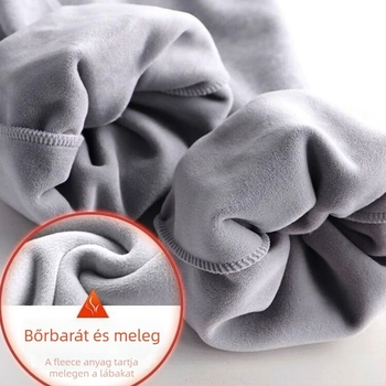 Férfi sportnadrág fleece-béléssel, vastag, magas derék, mikro-elasticitás, egyenes szabás