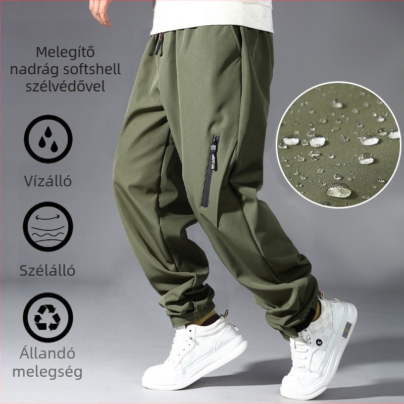 Férfi Softshell jogger nadrág fleece-béléssel, szélvédő és vízálló, laza szabás, középmagas derekú — Tél 2025